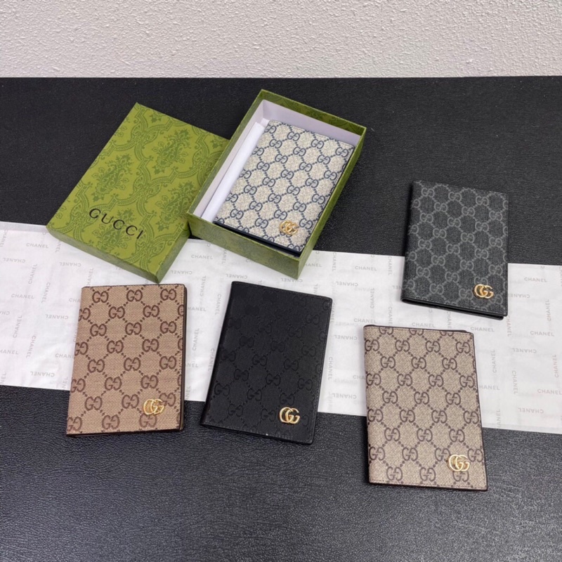 Ví đựng thẻ nhiều ngăn mẫu mới thương hiệu Gucci GC/GG vải phối da thật