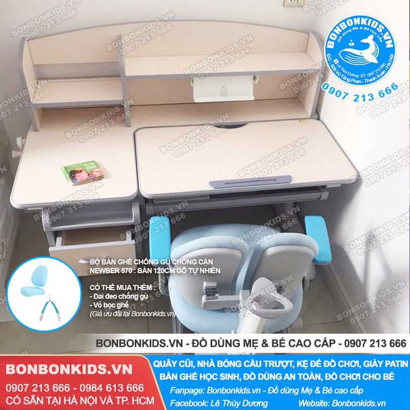 Bộ bàn ghế chống cận gù chống cận Newber G570 cao cấp (120cm Gỗ tự nhiên) | BigBuy360 - bigbuy360.vn