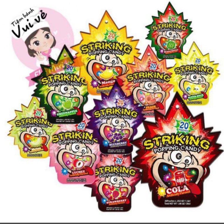 ( có sẵn) Kẹo nổ Striking Popping Candy 20 gói nhỏ
