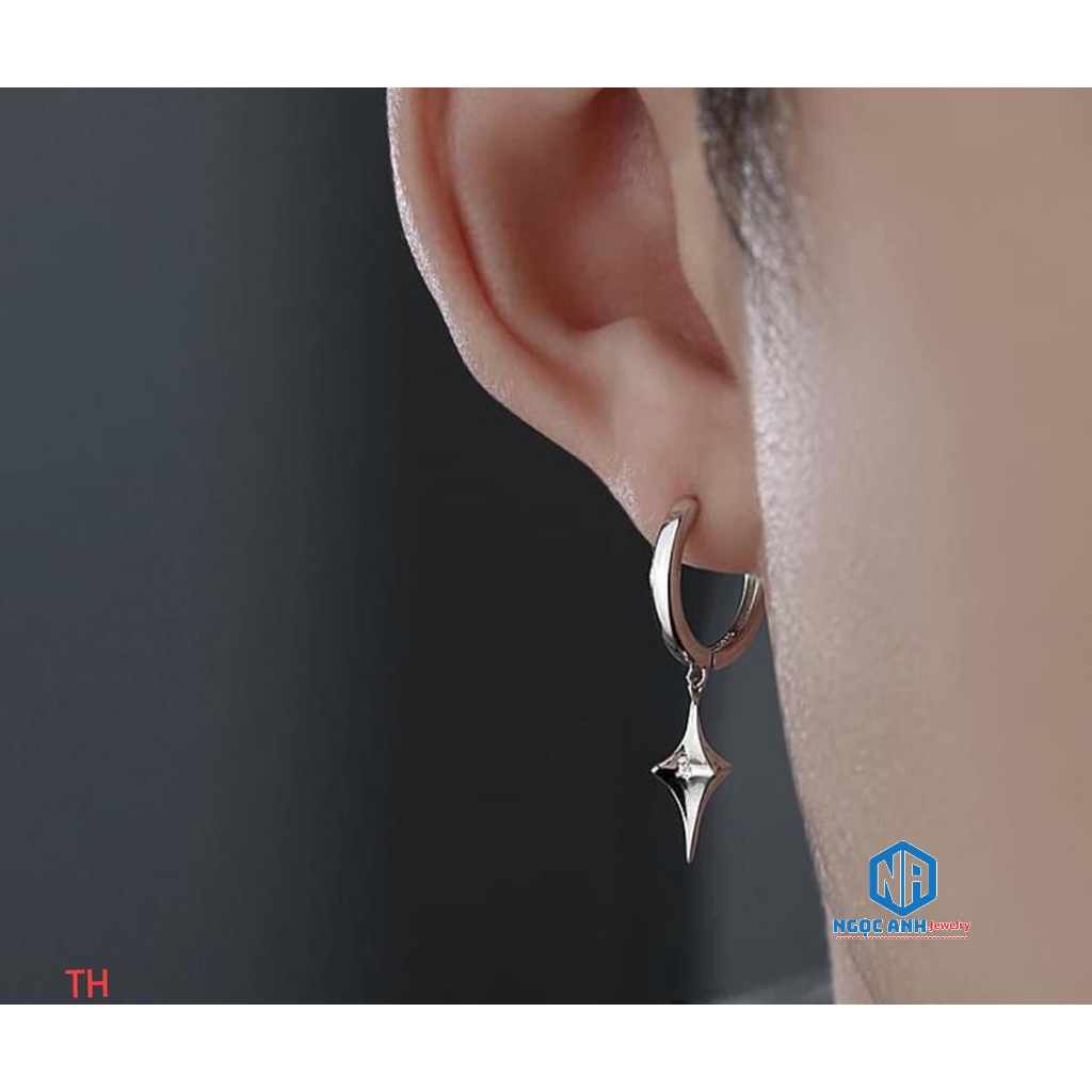 Khuyên Tai Bạc dáng dài cho nam. Bạc_Ngọc Anh