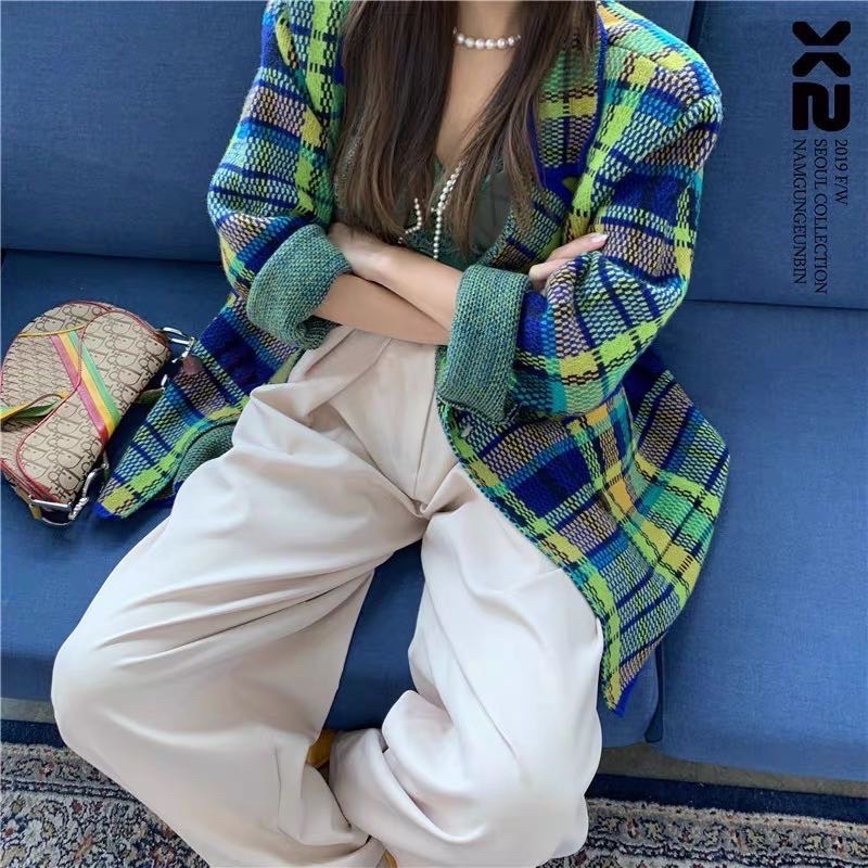 Áo vest blazer kẻ caro koreastyle