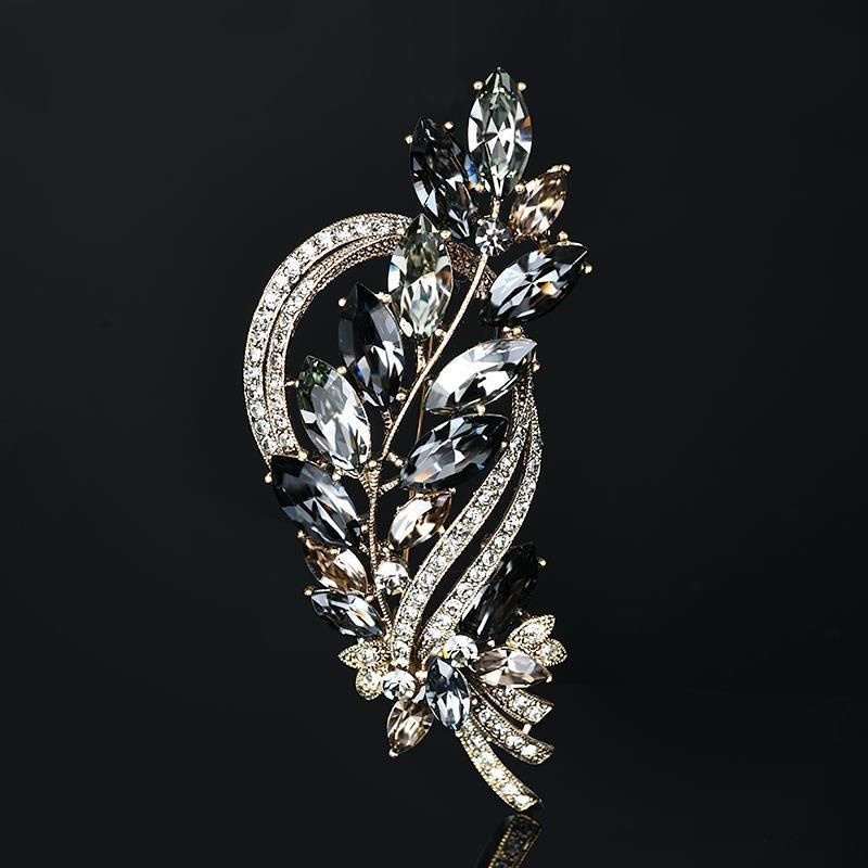 Ghim Cài Áo Hình Hoa Đính Pha Lê Phong Cách Retro