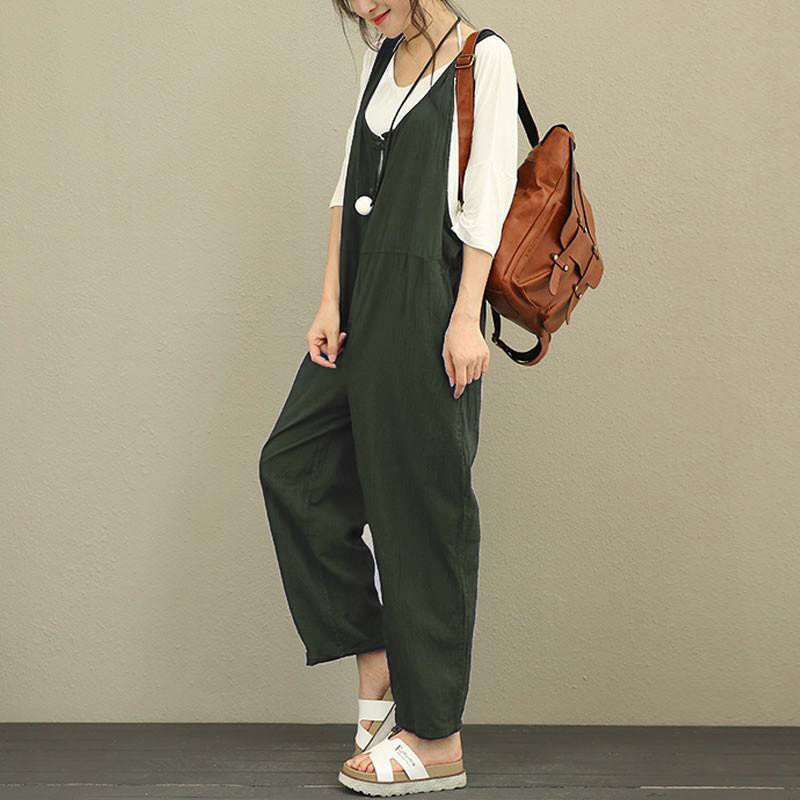 Áo Liền Quần ZANZEA Chất Cotton Cổ Tròn Thiết Kế Hợp Thời Trang Cho Nữ