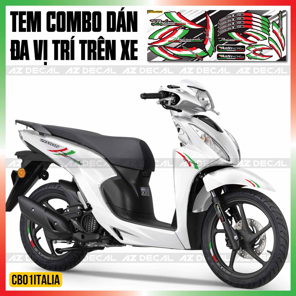 Tem Italia Chữ Ký Dành Cho Xe Máy, Xe Điện, Tem Bộ Dán Được Nhiều Vị Trí | CB01ITALIA | Decal Xe Chống Nước, Bền Màu