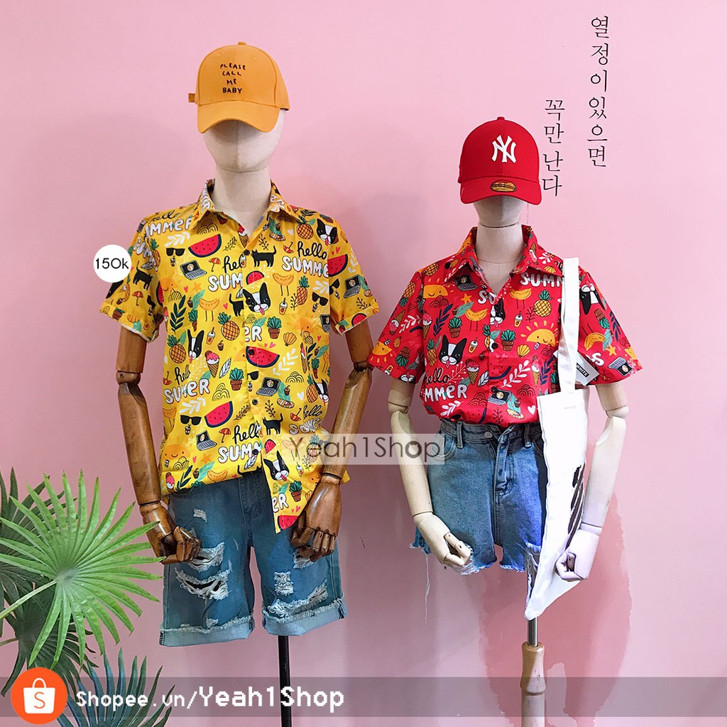 [Yeah1Shop]- Áo sơ mi hoạt hình chó Summer (M, L, XL) (SMHH)