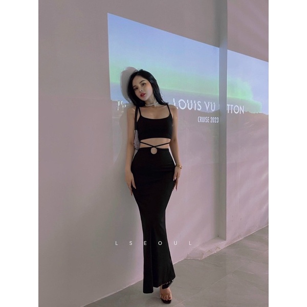 SÉT áo 2 dây TK váy đuôi cá cột sexy (Hàng len tăm dày hàng chuẩn shop bao đẹp 🤩 Siêu tôn Dáng.