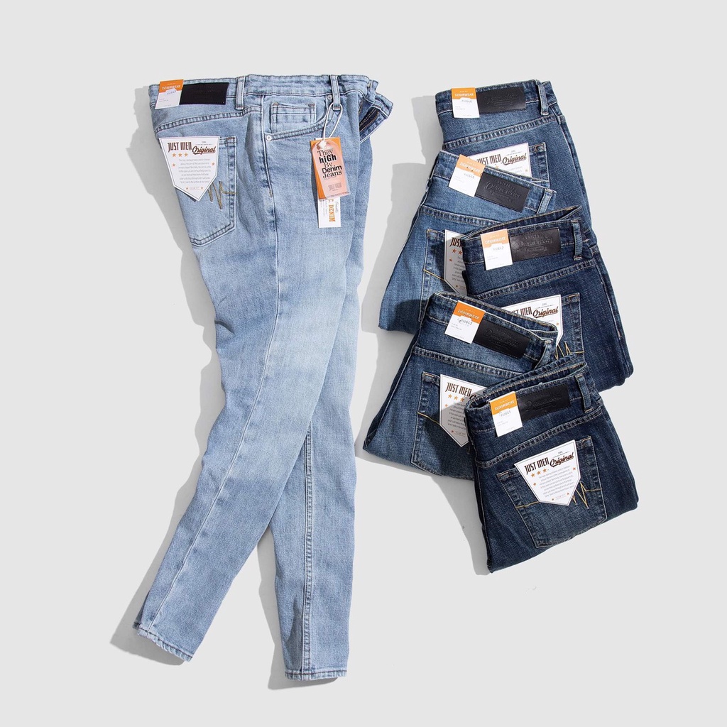 Quần Jean Dài Nam Justmen Form Slim Fit Wash, Bụi Bặm, Thời Trang