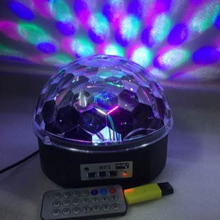 đèn led quả cầu xoay 7 màu cảm biến nhạc ( loại 1 có moto xoay )