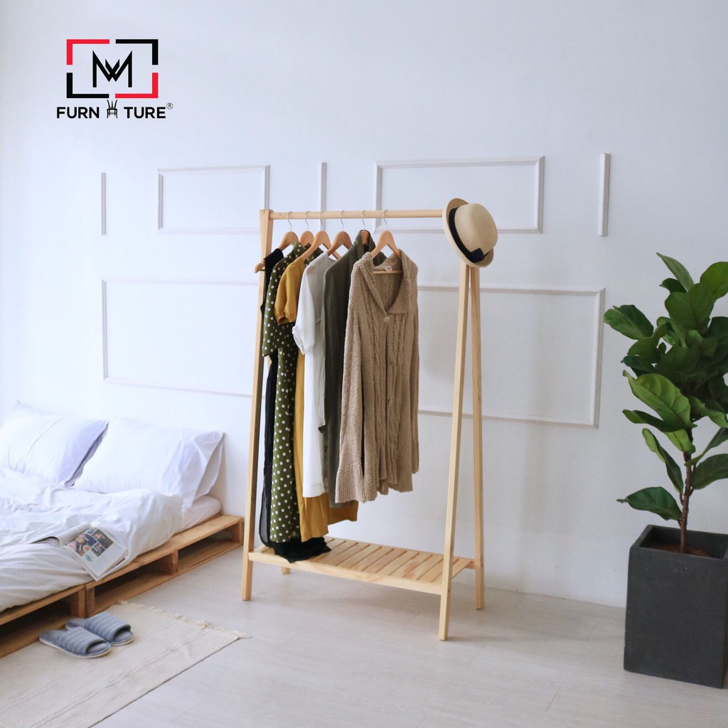 GIÁ TREO QUẦN ÁO 1 TẦNG CAO 1M48 SIZE M MÀU TỰ NHIÊN - AHANGER 1F 1 MÉT48 | BigBuy360 - bigbuy360.vn