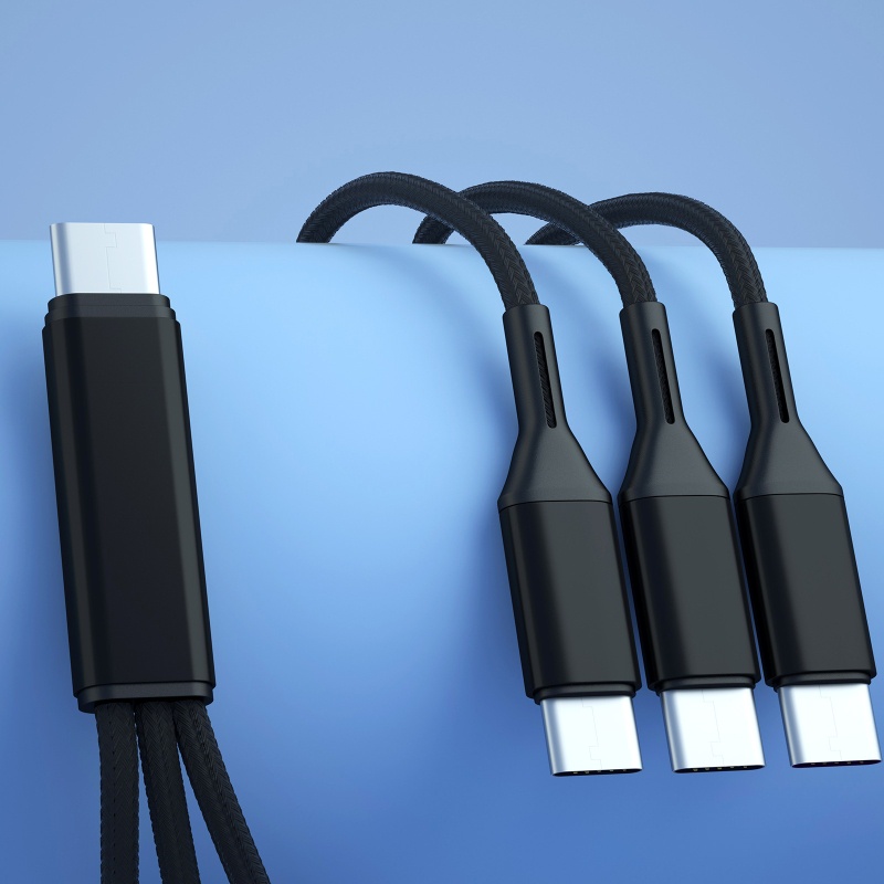 Dây Cáp Sạc Nhanh 2A Hai Cổng Type C / Micro USB 3 Trong 1 Tiện Dụng