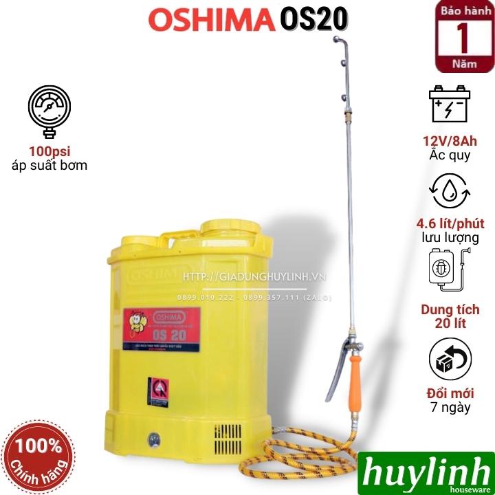 Bình xịt điện phun thuốc trừ sâu Oshima OS20 - 20 lít - 12V/8AH - Bơm đơn