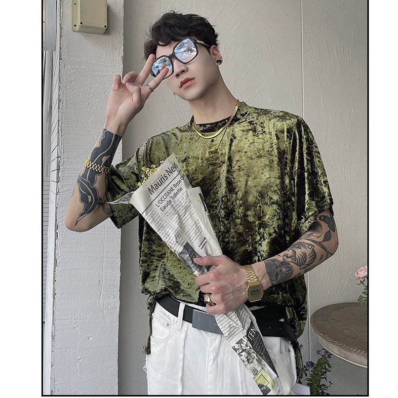 Áo nhung nam sang trọng bắt mắt - Xanh Rêu