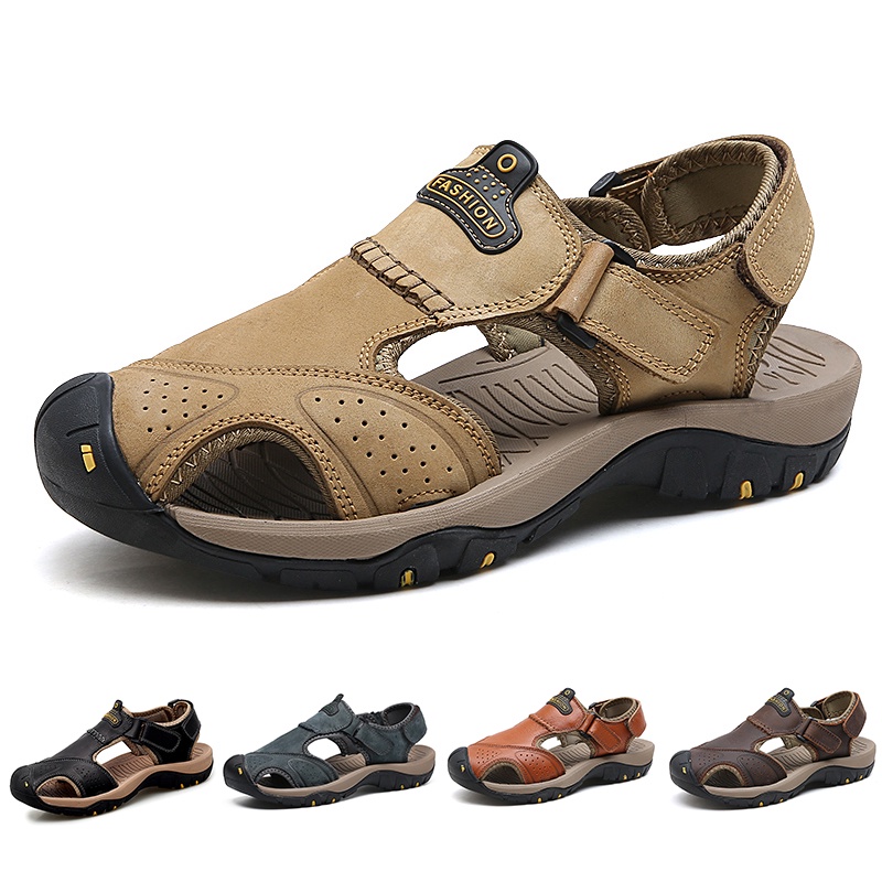 Giày Sandal Thể Thao Da Bò Đế Mềm Co Giãn Thời Trang Mùa Hè Cho Nam