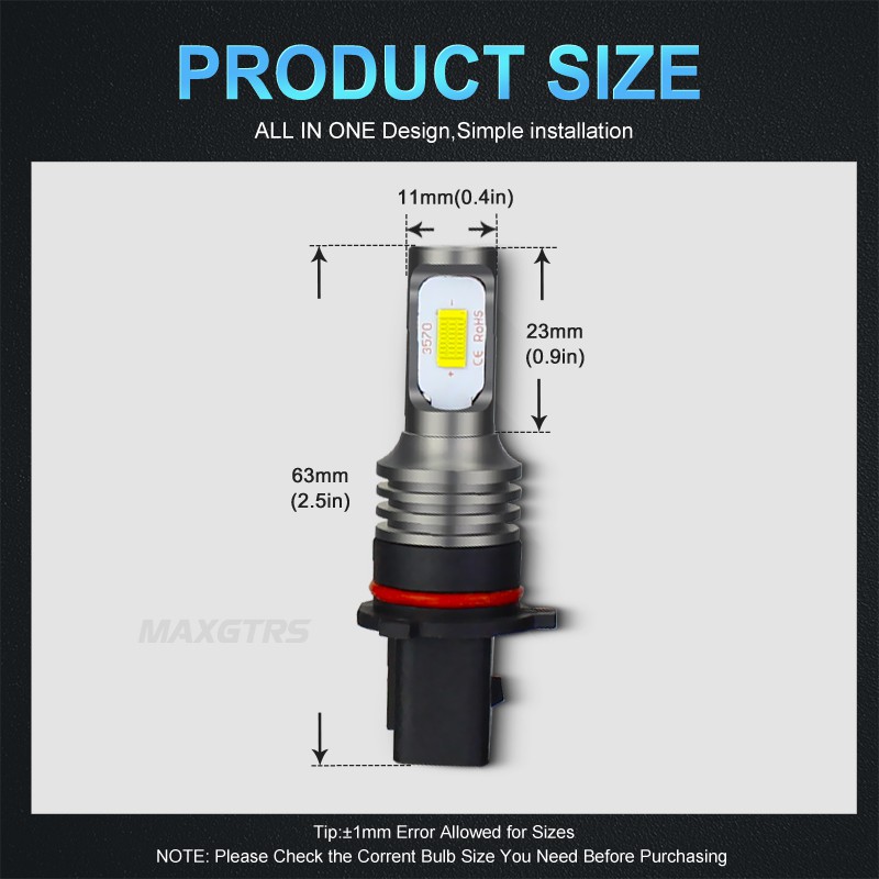 Bộ 2 bóng đèn pha LED MAXGTRS 3570 P13W SH23W PSX26W DRL chất lượng cao cho xe hơi