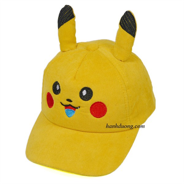 Nón trẻ em (3-6 tuổi) , mũ cho bé hình PIKACHU vải NHUNG mềm êm cute (Ảnh thật)
