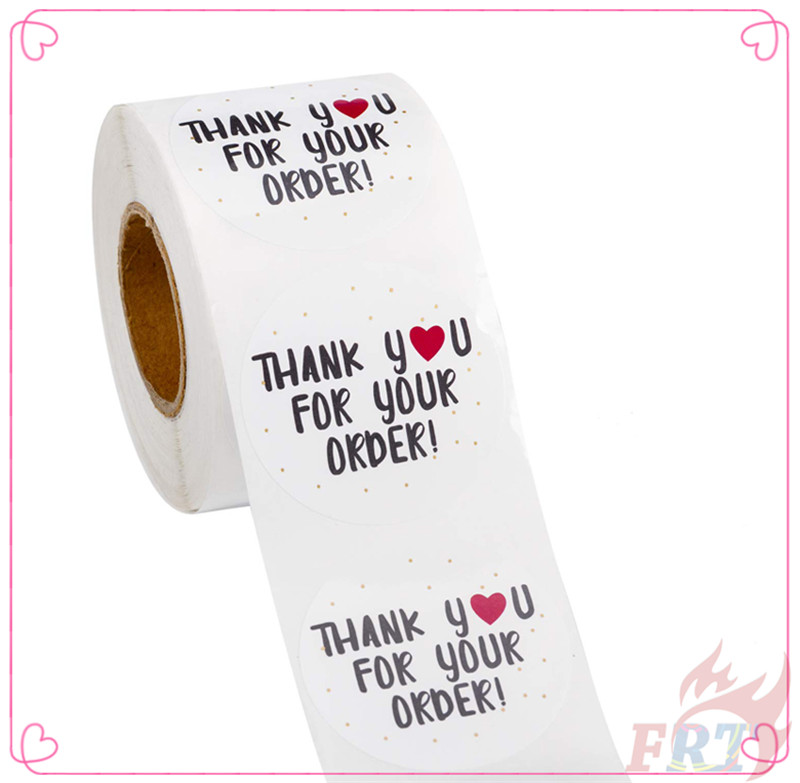 ▶ Nhãn Con Dấu ◀ Cuộn 500 Nhãn Dán &quot;Thank You For Your Order&quot; Dùng Để Trang Trí Sổ Tay