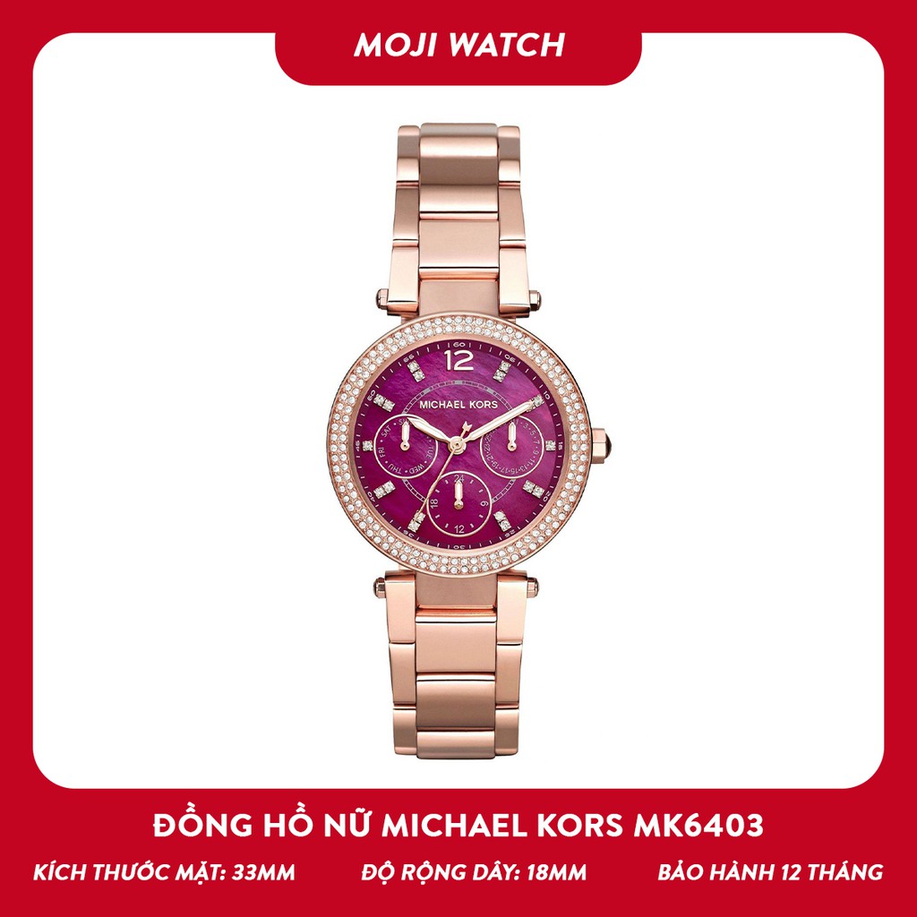 Đồng hồ nữ Michael Kors MK6403 33mm mặt hồng đính hạt thời trang
