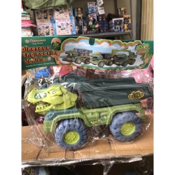 Đồ chơi xe khủng long chở thú (có thú sẵn) - Đồ chơi xe cẩu khủng long loại lớn