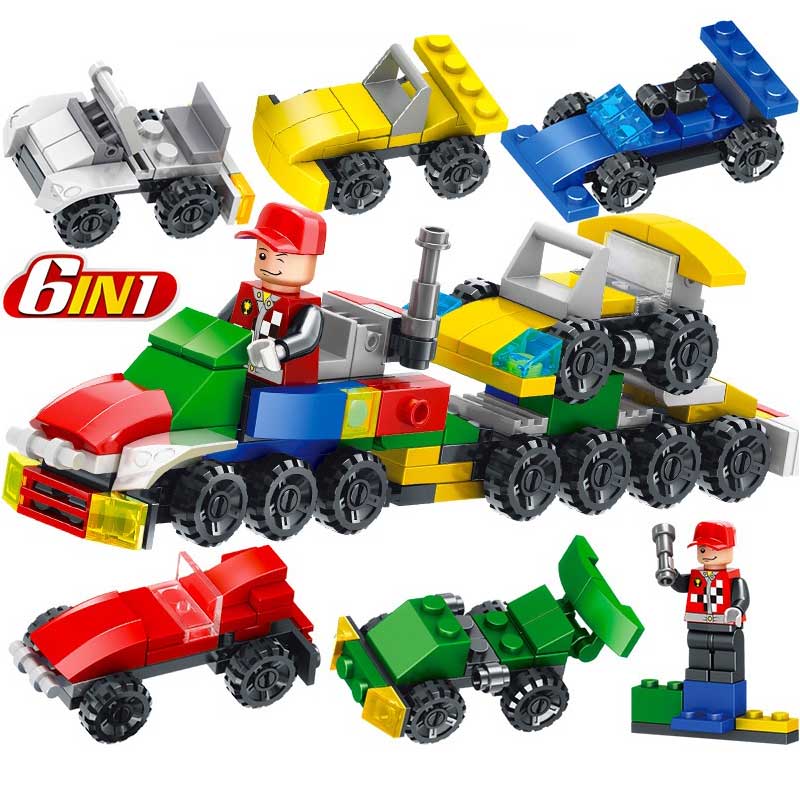 Bộ Đồ Chơi Lắp Ráp Mô Hình Xe Ô Tô 6 Trong 1 Cho Bé