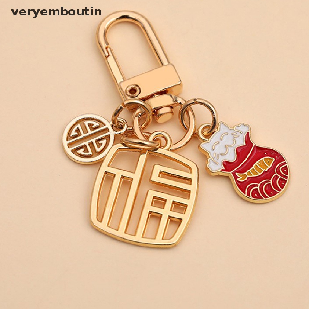 Móc khóa phong cách mèo may mắn thời trang xinh xắn