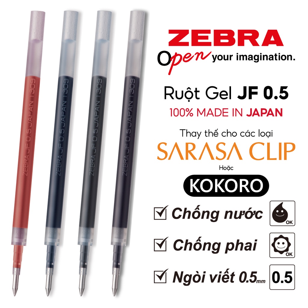 Ruột viết Sarasa clip JF 0.5mm - Zebra Nhật Bản [Chính hãng] - 1 cái
