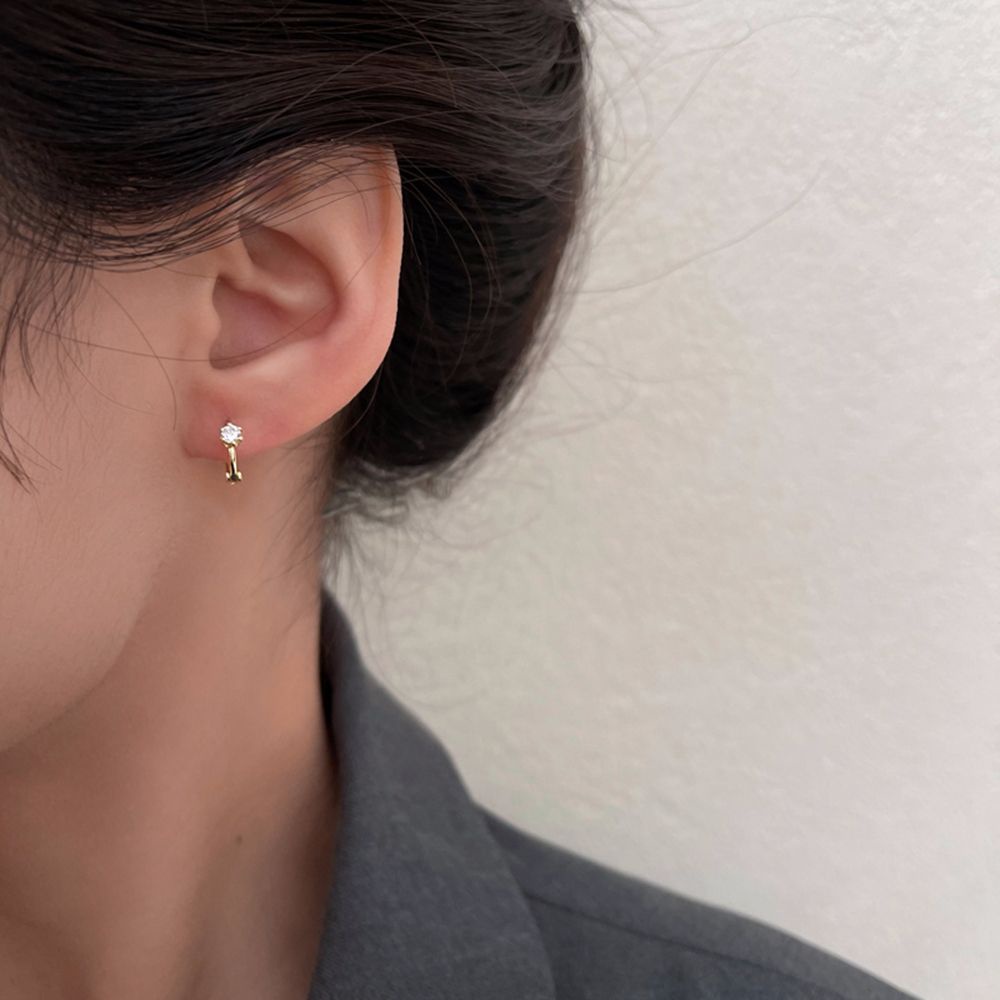Khuyên Tai Tròn Đính Đá Zircon Tinh Tế Thời Trang Hàn Quốc Cho Nữ