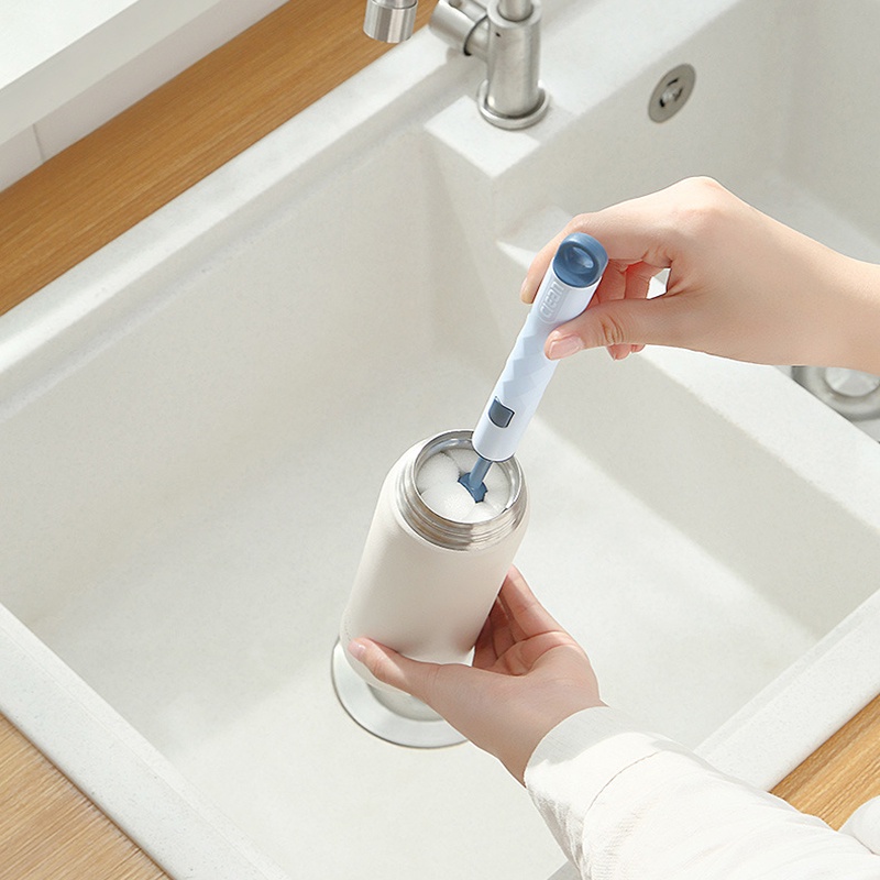 Bàn Chải Mút Xốp Cán Dài Vệ Sinh Bình Sữa / Cốc Thủy Tinh Có Thể Tháo Rời