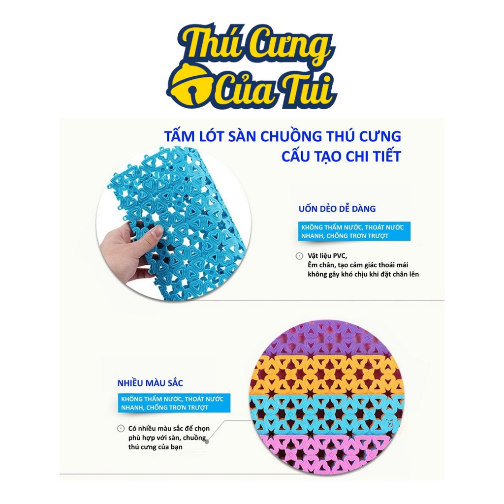 Miếng Lót Chuồng Sàn Nhựa Cho Thú Cưng Chó Mèo Chống Lọt Chân Nhiều Màu 20x30cm - Thú Cưng Cảu Tui