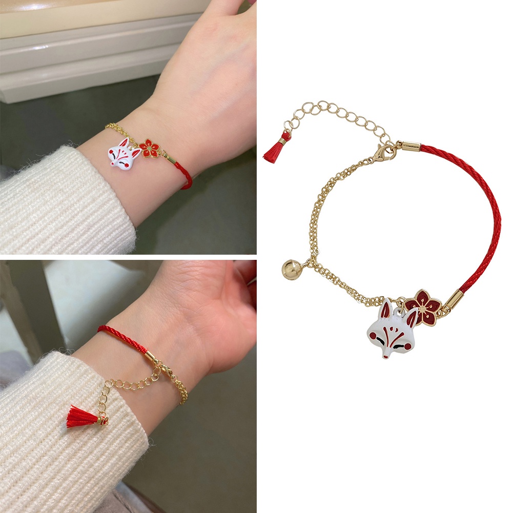 Mới Vòng Đeo Tay Họa Tiết Con Cáo Và Hoa Đỏ Dễ Thương Bắt Mắt