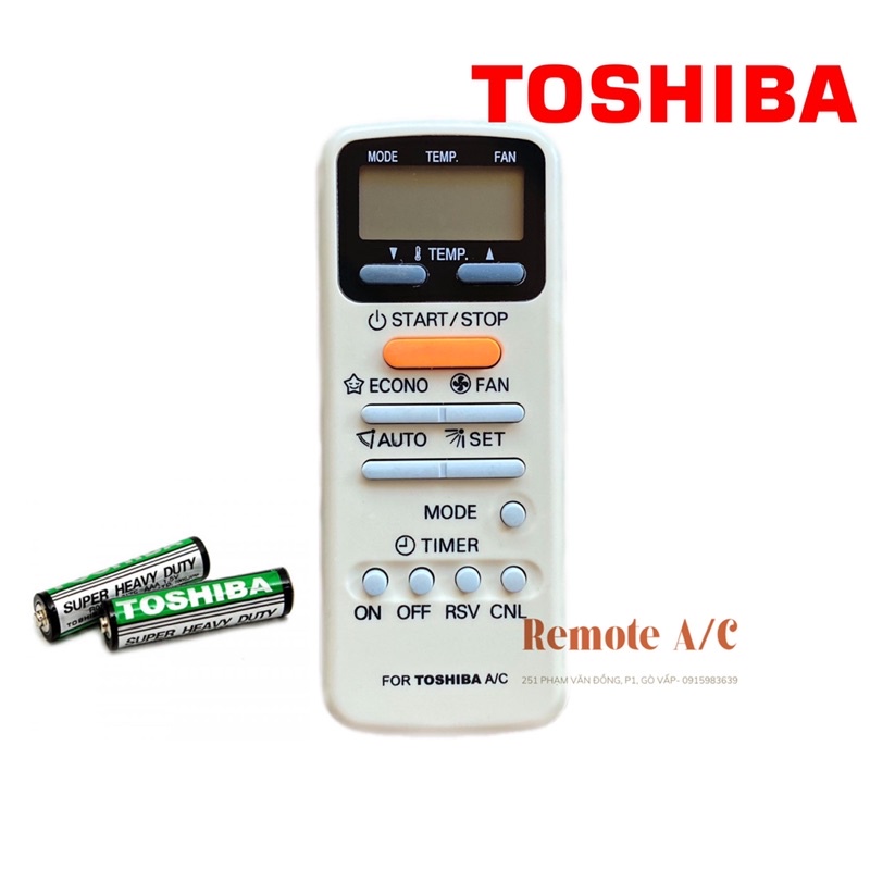 REMOTE máy lạnh TOSHIBA đời cũ ( tặng pin )