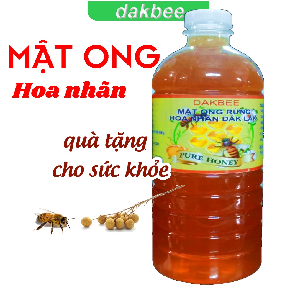 1 LÍT Mật ong rừng hoa Nhãn - nguyên chất, tăng cường sức khỏe - longan blossom honey - natural honey - dakbee