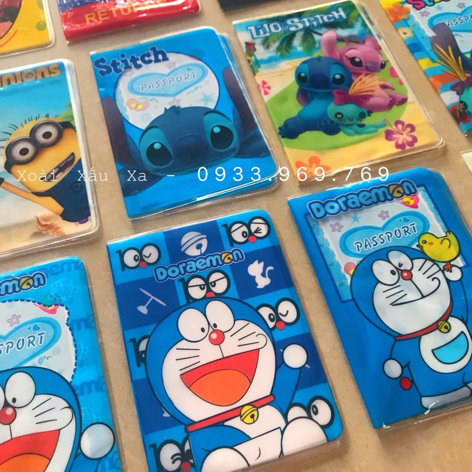 Bao passport, bao hộ chiếu hoạt hình dễ thương Kitty, đoraemon, stitch...