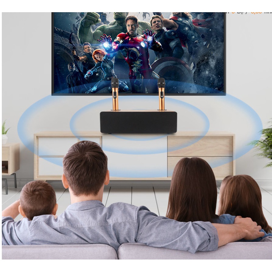 Bộ loa hát karaoke gia đình không dây Ontekco A300 kèm 2 micro kim loại- Siêu cao cấp