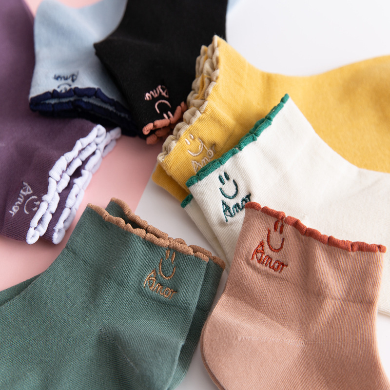 Tất Chân Cotton Mỏng Thoáng Khí Chống Trượt Kiểu Hàn Quốc Cho Nữ