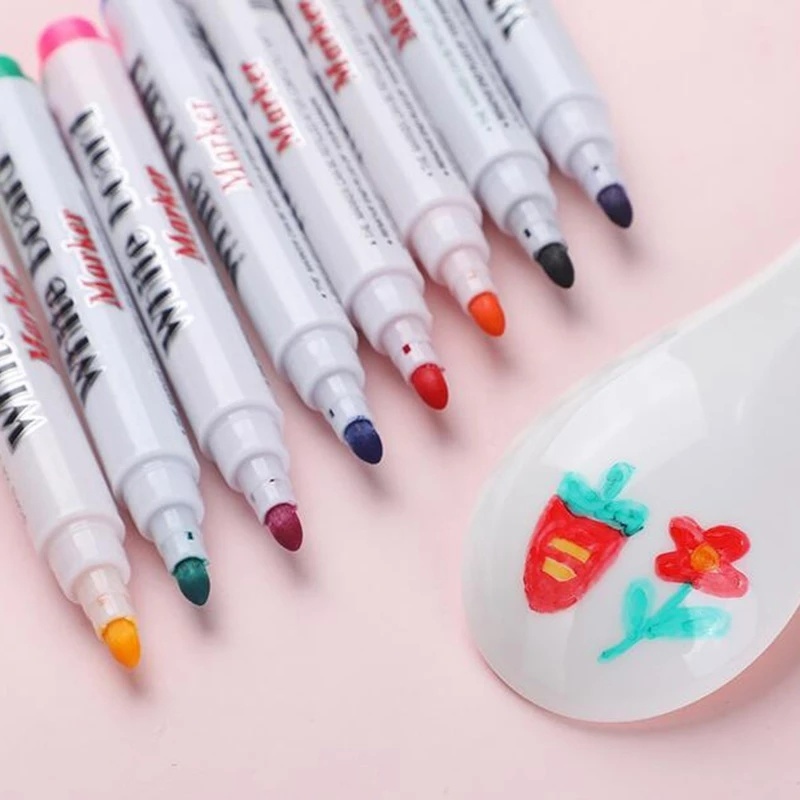 Set 12 Bút Lông Nhiều Màu Sắc Không Độc Hại Không Độc Hại Kèm Bút Lông Viết Bảng Đen