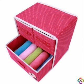 Sale 10% - Tủ Vải Mini 3 Ngăn Đựng Đồ Đa Năng Có Khung Cứng
