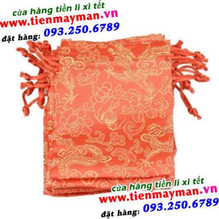 [SHOPEE TRỢ GIÁ] [QUÀ TẾT] Túi Gấm Đỏ Long Phụng Rồng Chầu Hoa Cúc