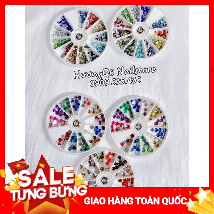 Khay Tròn Trang Trí Móng Nail,Charm Nail, Đá Nail, Phụ Kiện Nail Art