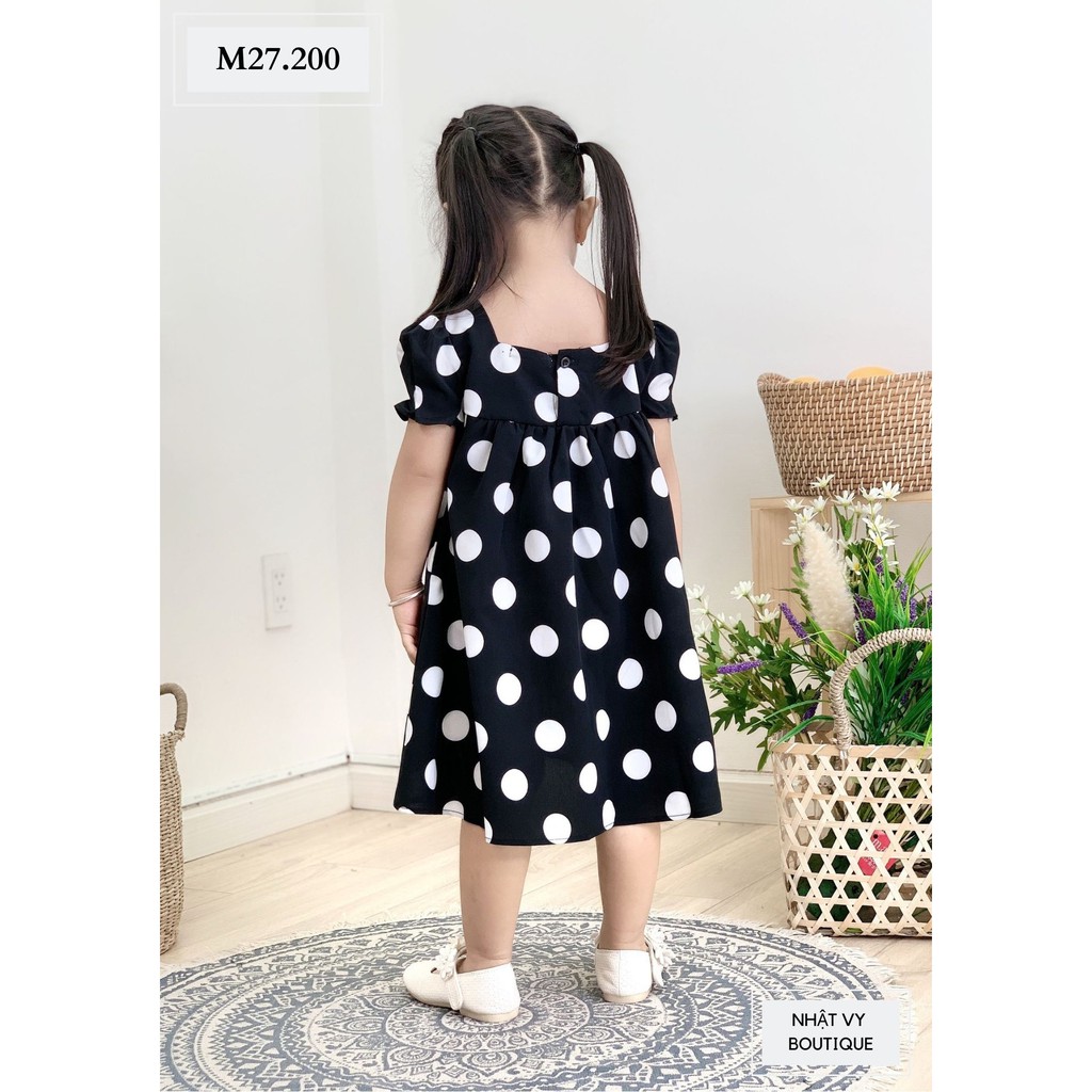 Đầm bé nữ baby doll nơ trắng - NHATVY M27