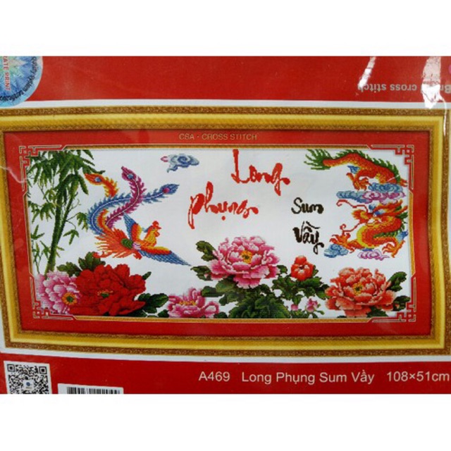 tranh thêu long phụng sum vầy