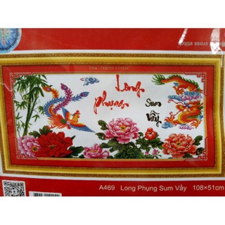 Tranh thêu long phụng sum vầy