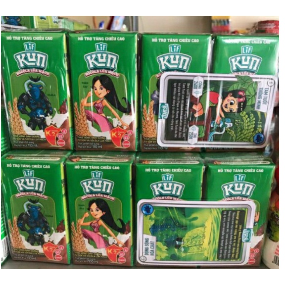 Vỉ 4 Hộp Sữa Lif Kun Hỗ Trợ Tăng Chiều Cao đủ vị 110ml.