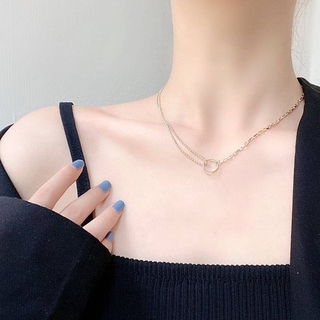 Dây Chuyền Choker Vàng Hai Lớp Thời Trang Hàn Quốc Dễ Phối Cho Nữ