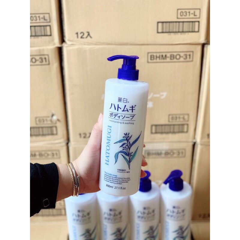 Sữa tắm dưỡng da Nhật Bản Hatomugi moisturizing &amp; washing 800ml chiết xuất từ hạt ý dĩ