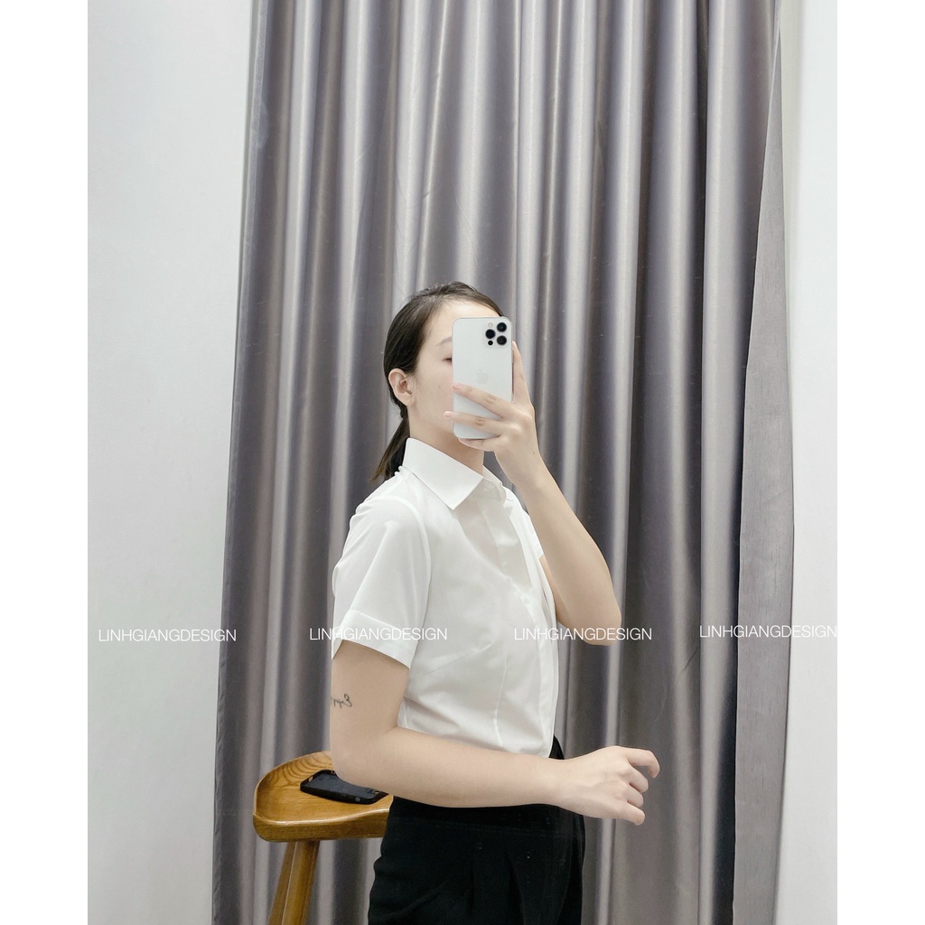 Áo sơ mi ngắn tay trắng thời trang nữ cao cấp