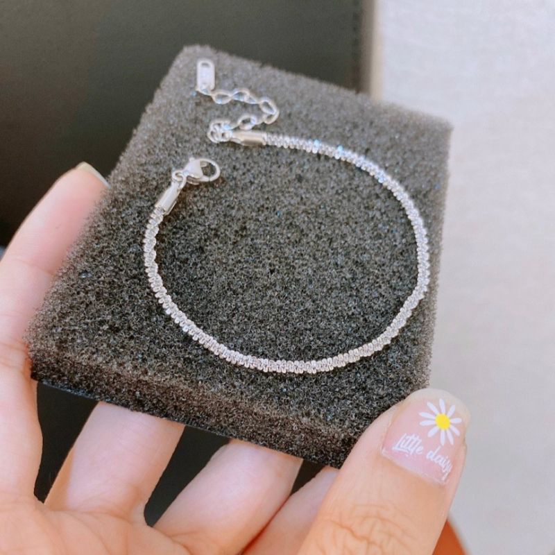 Lắc chân nữ Titan không gỉ dây trơn xoắn xù đơn giản không mặt - Măng's House LC33