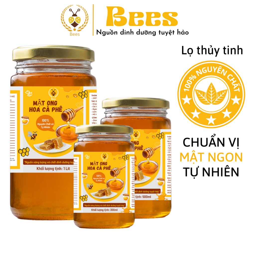 Mật ong nguyên chất hoa cà phê Bees (300ml / 500ml / 1000ml)