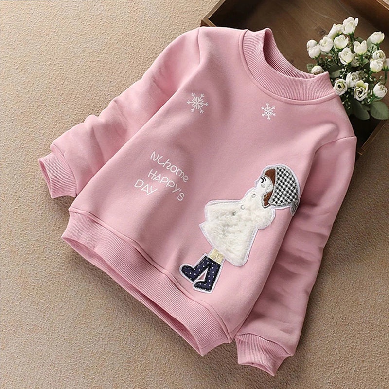 Áo Sweater Dày Tay Dài In Hình Mèo Hoạt Hình Thời Trang Thu Đông Dành Cho Bé Gái