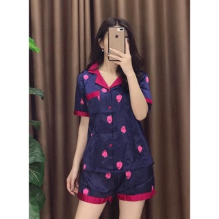 [Xả hàng] Bộ lụa pijama hoạ tiết