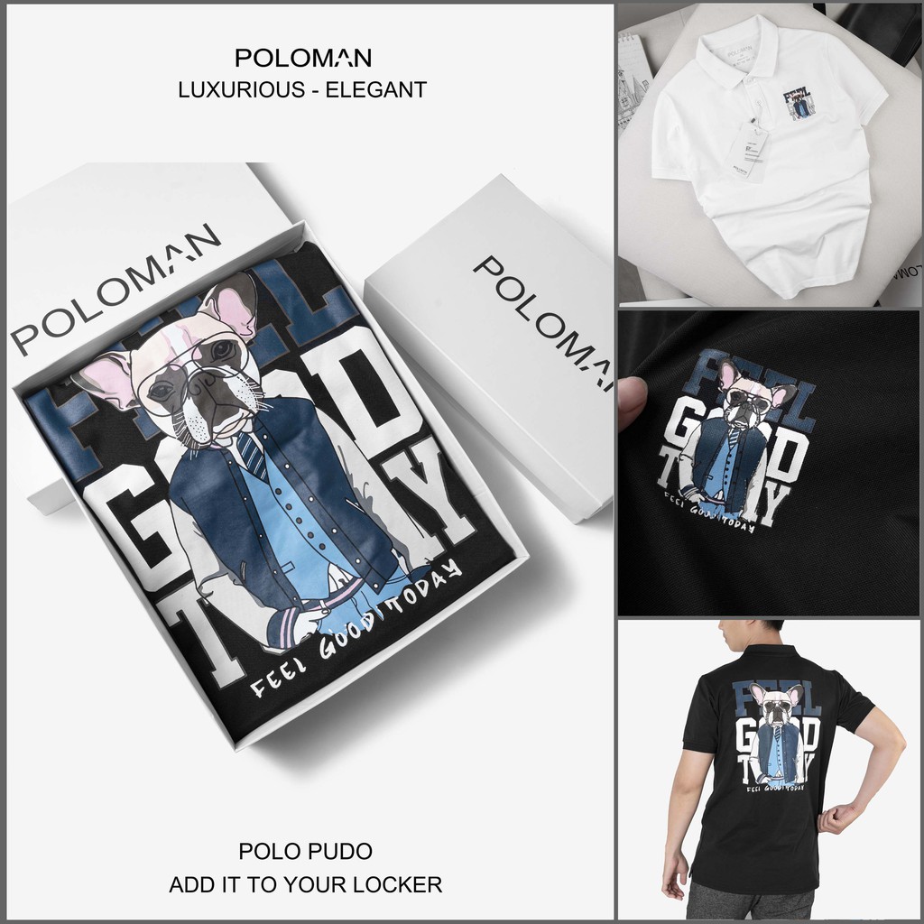 Áo thun Polo nam cổ bẻ DODO hình Pug Dog vải Cotton Trắng P14-POLOMAN | BigBuy360 - bigbuy360.vn